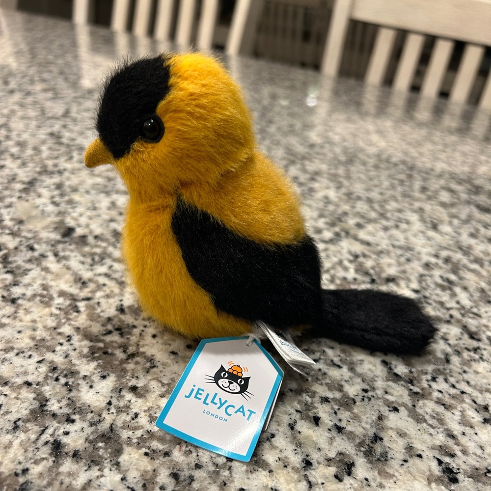 Jellycat Plush Bird in Vibrant Yellow and Black Goldfinch